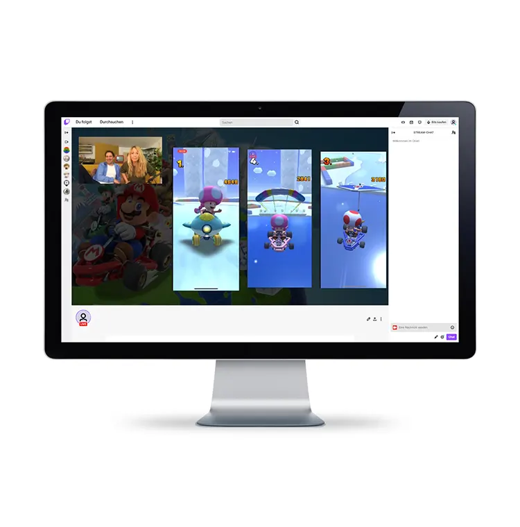genokom Werbeagentur GmbH Mario, Luigi, Peach & Freunde - jetzt auch im Live-Stream Mario Kart im Livestream  17 Strategie Konzept Design Media Live Marken